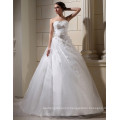 WD028 Luxury Dress For Bride Strapless Appliqued Flowers Pleated Bust Tulle ball gown wedding dresses bridal